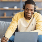 Online English course – international student studying ESL with CLLC from home.
